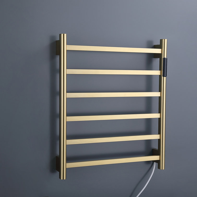 Brushed gold outlet heated towel rail